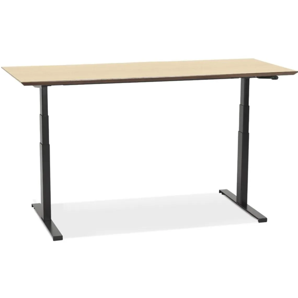 ALTEREGO Bureau assis-debout électrique 'BIONIK'avec plateau en bois finition naturelle et pied en métal noir
