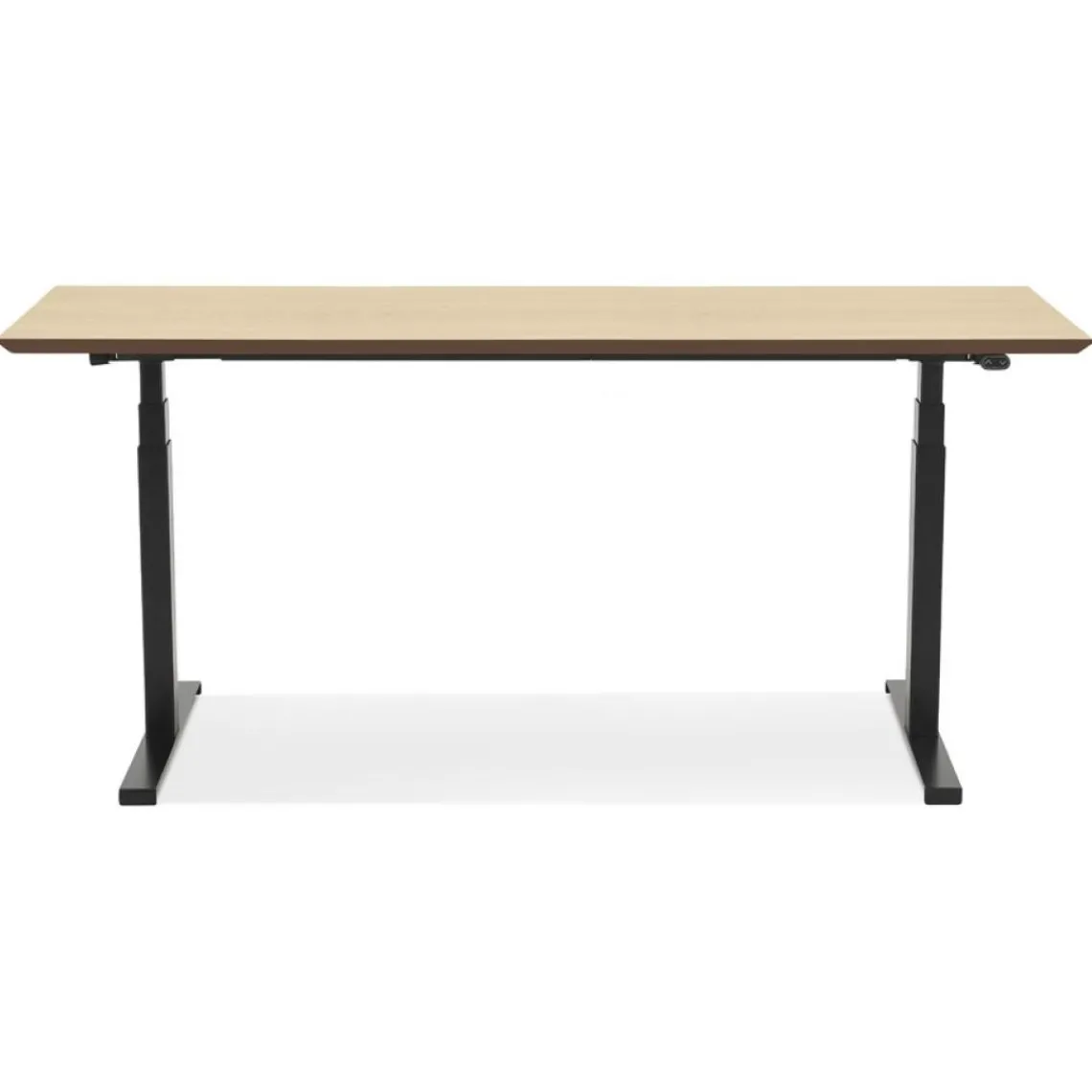ALTEREGO Bureau assis-debout électrique 'BIONIK'avec plateau en bois finition naturelle et pied en métal noir