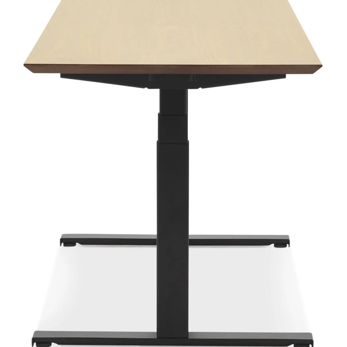 ALTEREGO Bureau assis-debout électrique 'BIONIK'avec plateau en bois finition naturelle et pied en métal noir