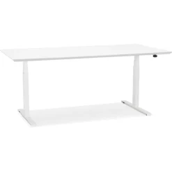 ALTEREGO Bureau assis-debout électrique 'BIONIK'avec plateau en bois et métal blanc Outlet