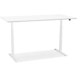 ALTEREGO Bureau assis-debout électrique 'BIONIK'avec plateau en bois et métal blanc Outlet
