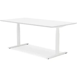 ALTEREGO Bureau assis-debout électrique 'BIONIK'avec plateau en bois et métal blanc Outlet