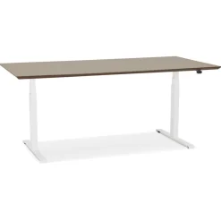 ALTEREGO Bureau assis-debout électrique 'BIONIK' avec plateau en bois finition Noyer et pied en métal Sale