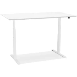 ALTEREGO Bureau assis-debout électrique 'BIONIK'avec plateau en bois et métal blanc