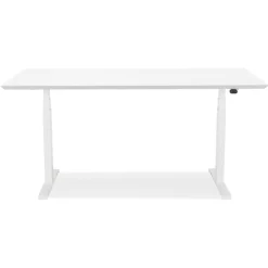 ALTEREGO Bureau assis-debout électrique 'BIONIK'avec plateau en bois et métal blanc