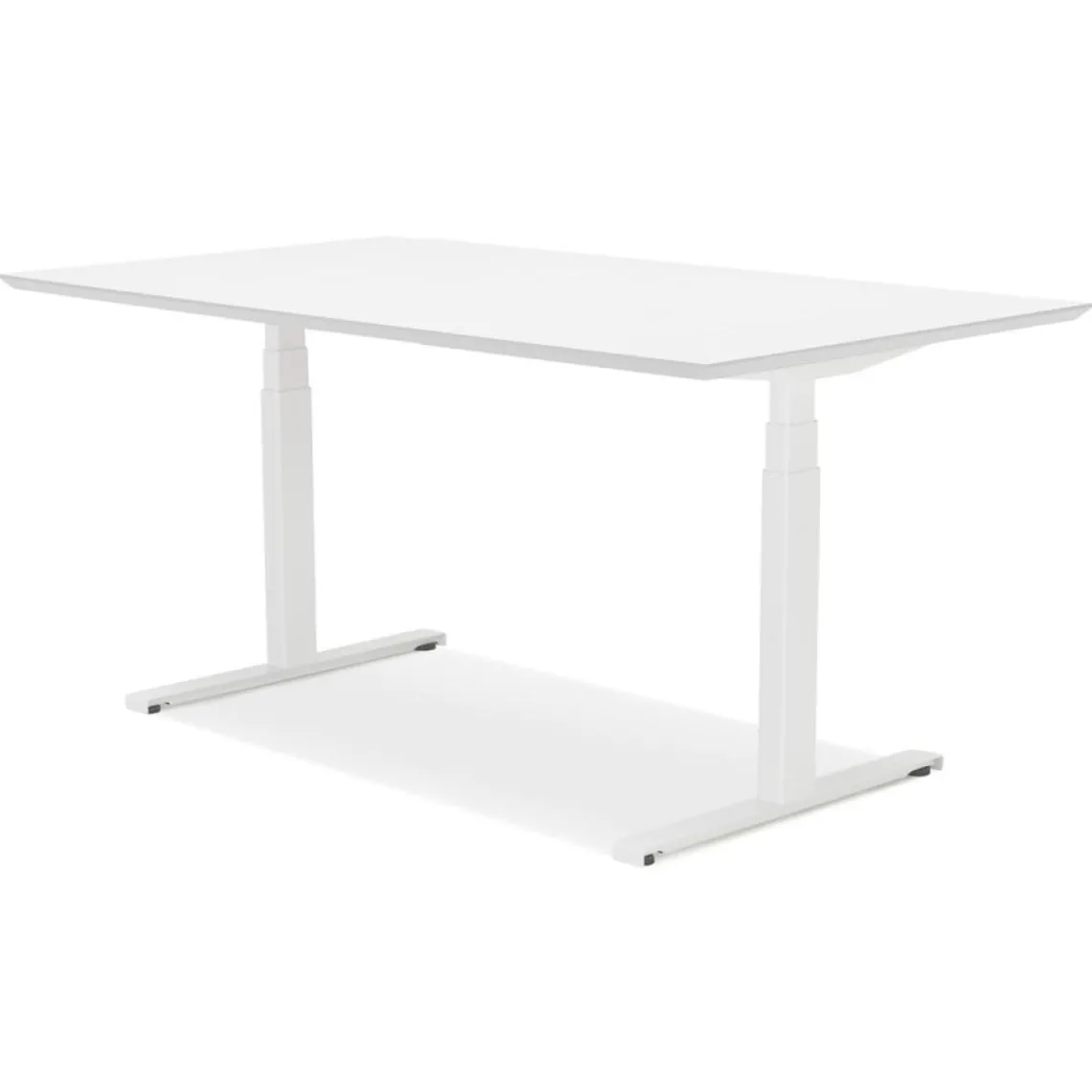 ALTEREGO Bureau assis-debout électrique 'BIONIK'avec plateau en bois et métal blanc