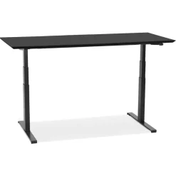 ALTEREGO Bureau assis-debout électrique avec plateau en bois et métal noir New