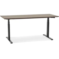 ALTEREGO Bureau assis-debout électrique avec plateau en bois finition Noyer et pied en métal noir