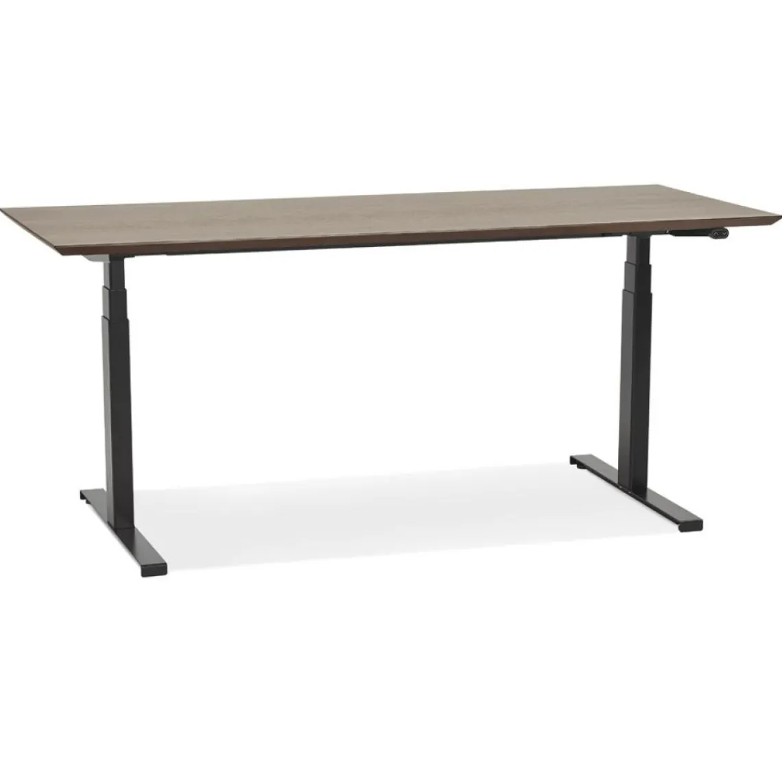 ALTEREGO Bureau assis-debout électrique avec plateau en bois finition Noyer et pied en métal noir