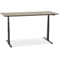 ALTEREGO Bureau assis-debout électrique avec plateau en bois finition Noyer et pied en métal noir