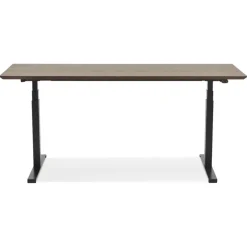 ALTEREGO Bureau assis-debout électrique avec plateau en bois finition Noyer et pied en métal noir