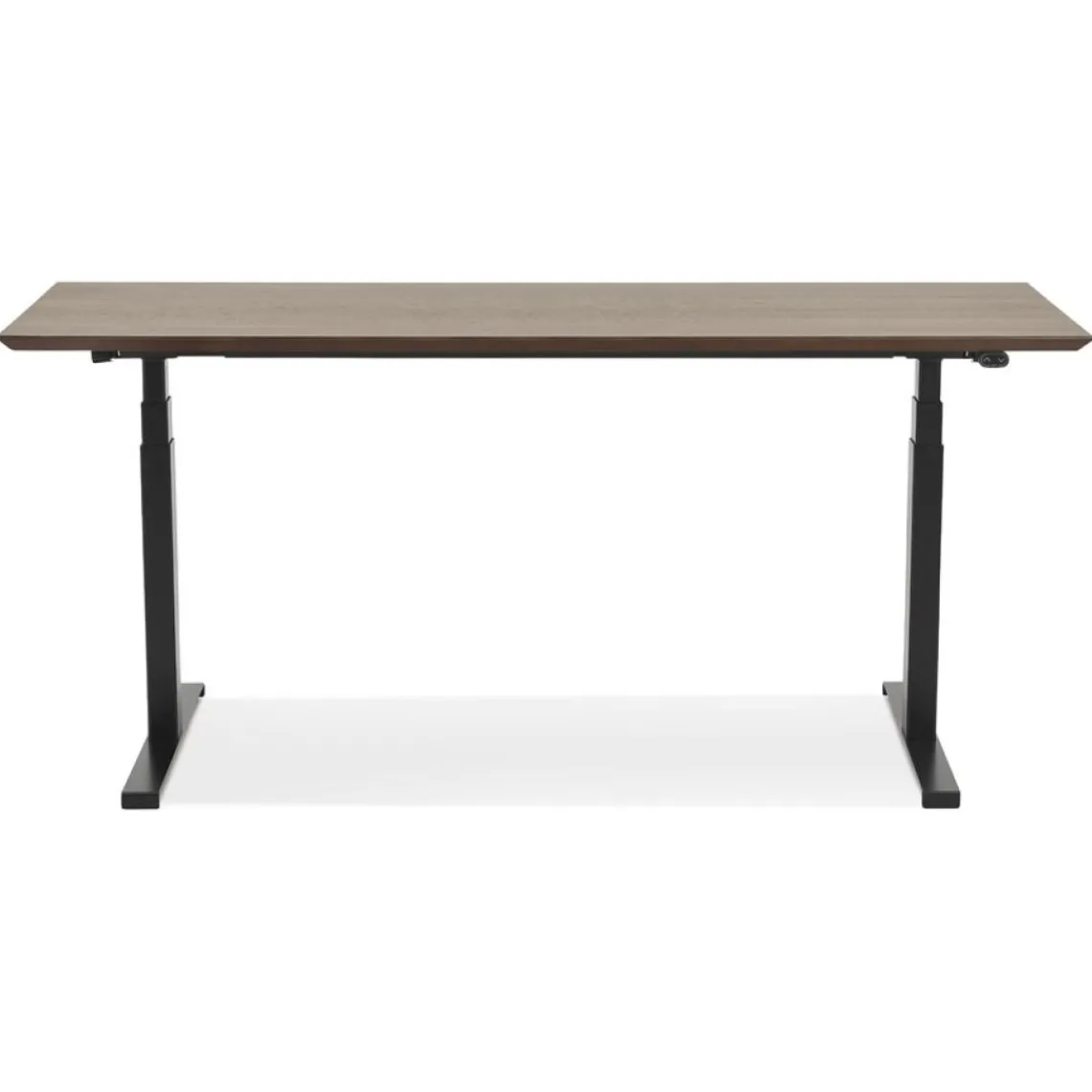ALTEREGO Bureau assis-debout électrique avec plateau en bois finition Noyer et pied en métal noir