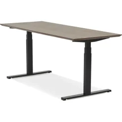 ALTEREGO Bureau assis-debout électrique avec plateau en bois finition Noyer et pied en métal noir