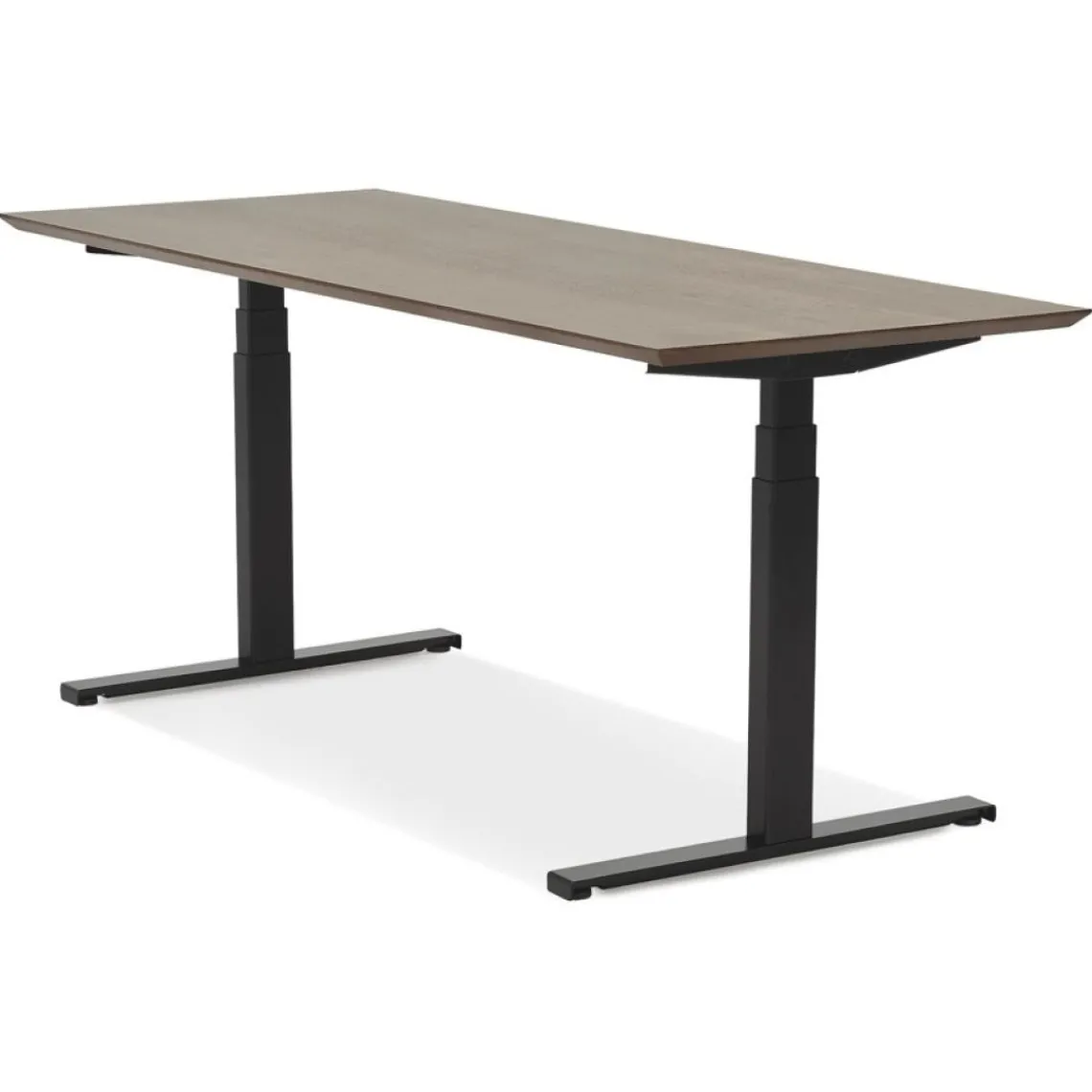 ALTEREGO Bureau assis-debout électrique avec plateau en bois finition Noyer et pied en métal noir