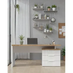 3S. x Home Bureau avec 3 tiroirs poigné en métal EASY