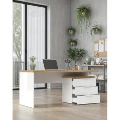 3S. x Home Bureau avec 3 tiroirs poigné en métal EASY