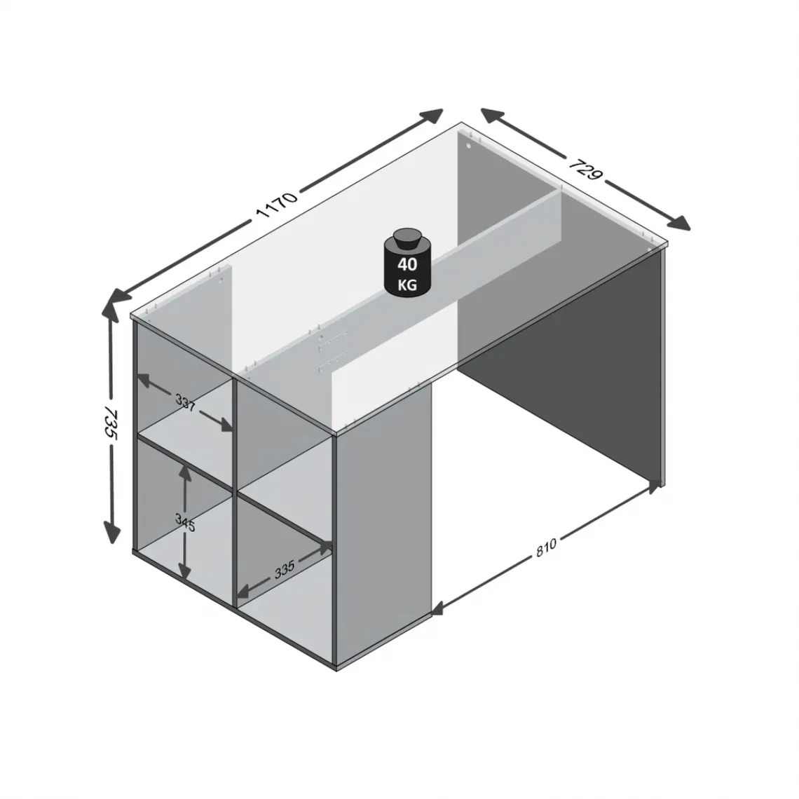 3S. x Home Bureau avec étagère chêne sable AKI Clearance