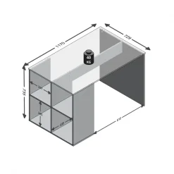 3S. x Home Bureau avec étagère gris béton AKI Sale