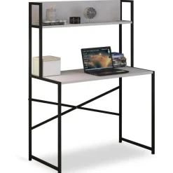 3S. x Home Bureau avec étagère style industriel BUZELIN L100xP50cm Blanc Hot