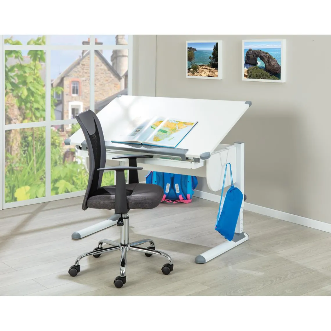 3S. x Home Bureau blanc inclinable ESTUDA Clearance