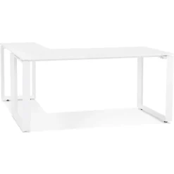 ALTEREGO Bureau d'angle design 'BAKUS' en bois et métal blanc Clearance