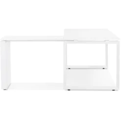 ALTEREGO Bureau d'angle design 'BAKUS' en bois et métal blanc Clearance