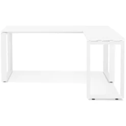 ALTEREGO Bureau d'angle design 'BAKUS' en bois et métal blanc Clearance