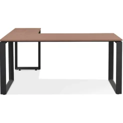 ALTEREGO Bureau d'angle design 'BAKUS' en bois finition Noyer et métal noir Online