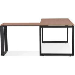ALTEREGO Bureau d'angle design 'BAKUS' en bois finition Noyer et métal noir Online