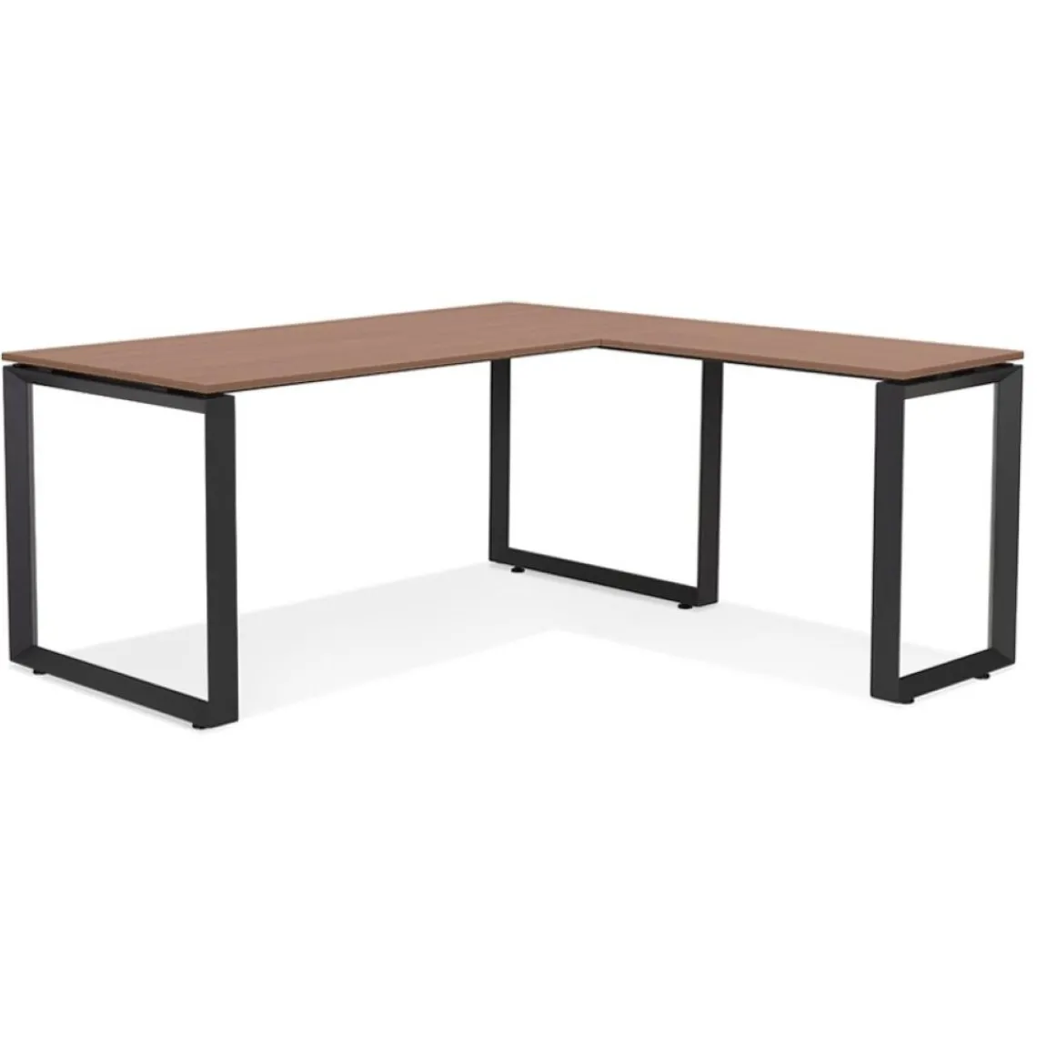 ALTEREGO Bureau d'angle design 'BAKUS' en bois finition Noyer et métal noir Online