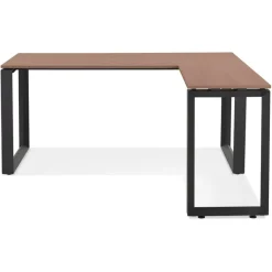 ALTEREGO Bureau d'angle design 'BAKUS' en bois finition Noyer et métal noir Online