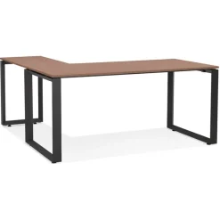 ALTEREGO Bureau d'angle design 'BAKUS' en bois finition Noyer et métal noir Online