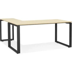 ALTEREGO Bureau d'angle design 'BAKUS' en bois finition naturelle et métal noir