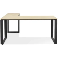 ALTEREGO Bureau d'angle design 'BAKUS' en bois finition naturelle et métal noir
