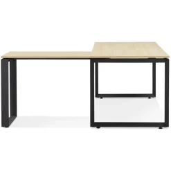 ALTEREGO Bureau d'angle design 'BAKUS' en bois finition naturelle et métal noir