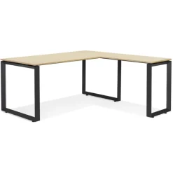 ALTEREGO Bureau d'angle design 'BAKUS' en bois finition naturelle et métal noir