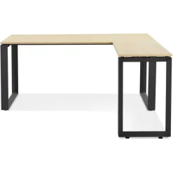 ALTEREGO Bureau d'angle design 'BAKUS' en bois finition naturelle et métal noir