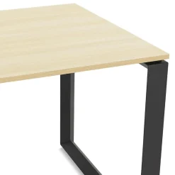 ALTEREGO Bureau d'angle design 'BAKUS' en bois finition naturelle et métal noir