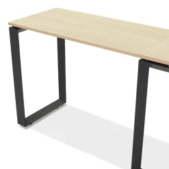 ALTEREGO Bureau d'angle design 'BAKUS' en bois finition naturelle et métal noir