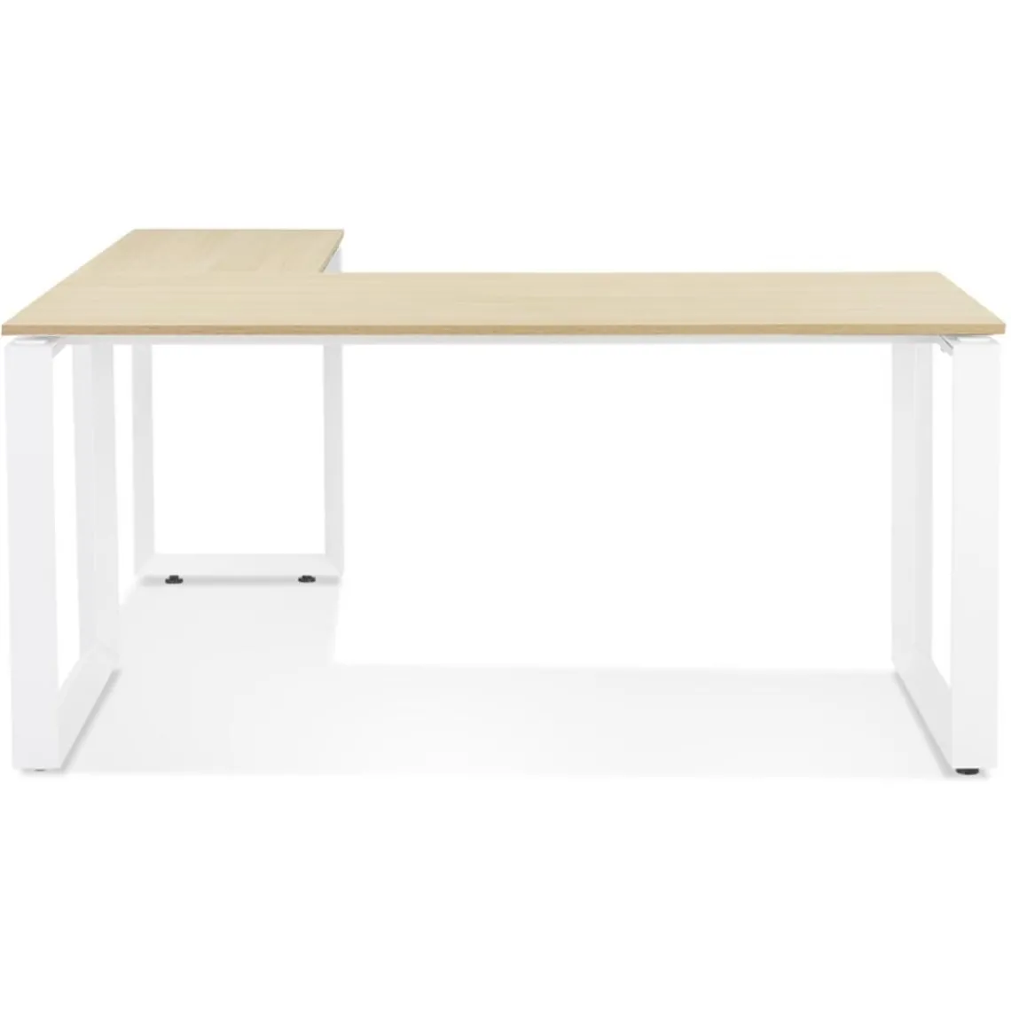 ALTEREGO Bureau d'angle design 'BAKUS' en bois finition naturelle et métal blanc
