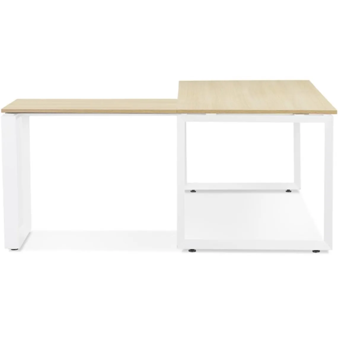 ALTEREGO Bureau d'angle design 'BAKUS' en bois finition naturelle et métal blanc