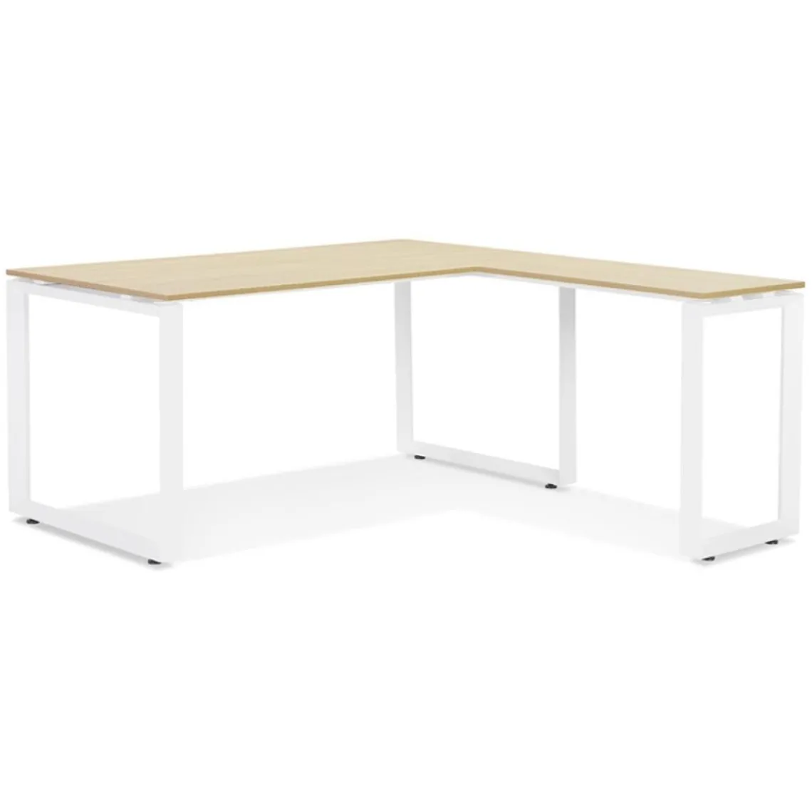 ALTEREGO Bureau d'angle design 'BAKUS' en bois finition naturelle et métal blanc
