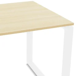 ALTEREGO Bureau d'angle design 'BAKUS' en bois finition naturelle et métal blanc