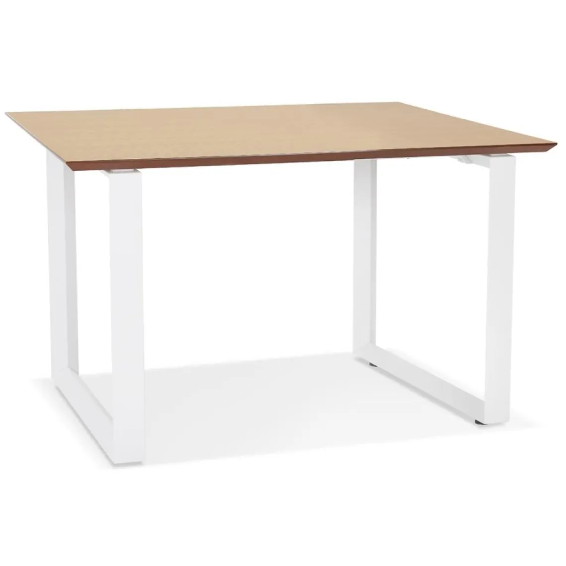 ALTEREGO Bureau de direction droit 'GIMINI' en bois finition naturelle et métal blanc Discount