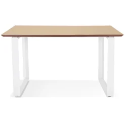 ALTEREGO Bureau de direction droit 'GIMINI' en bois finition naturelle et métal blanc Discount