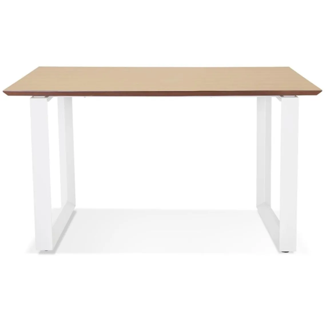 ALTEREGO Bureau de direction droit 'GIMINI' en bois finition naturelle et métal blanc Discount