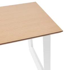 ALTEREGO Bureau de direction droit 'GIMINI' en bois finition naturelle et métal blanc Discount