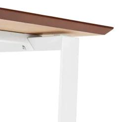 ALTEREGO Bureau de direction droit 'GIMINI' en bois finition naturelle et métal blanc Discount