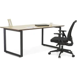 ALTEREGO Bureau de direction droit 'GIMINI' en bois finition naturelle et métal blanc Discount