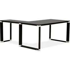 ALTEREGO Bureau de direction en angle design 'XLINE' en bois noir Outlet